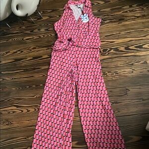 Chic Pink Geometric Jumpsuit